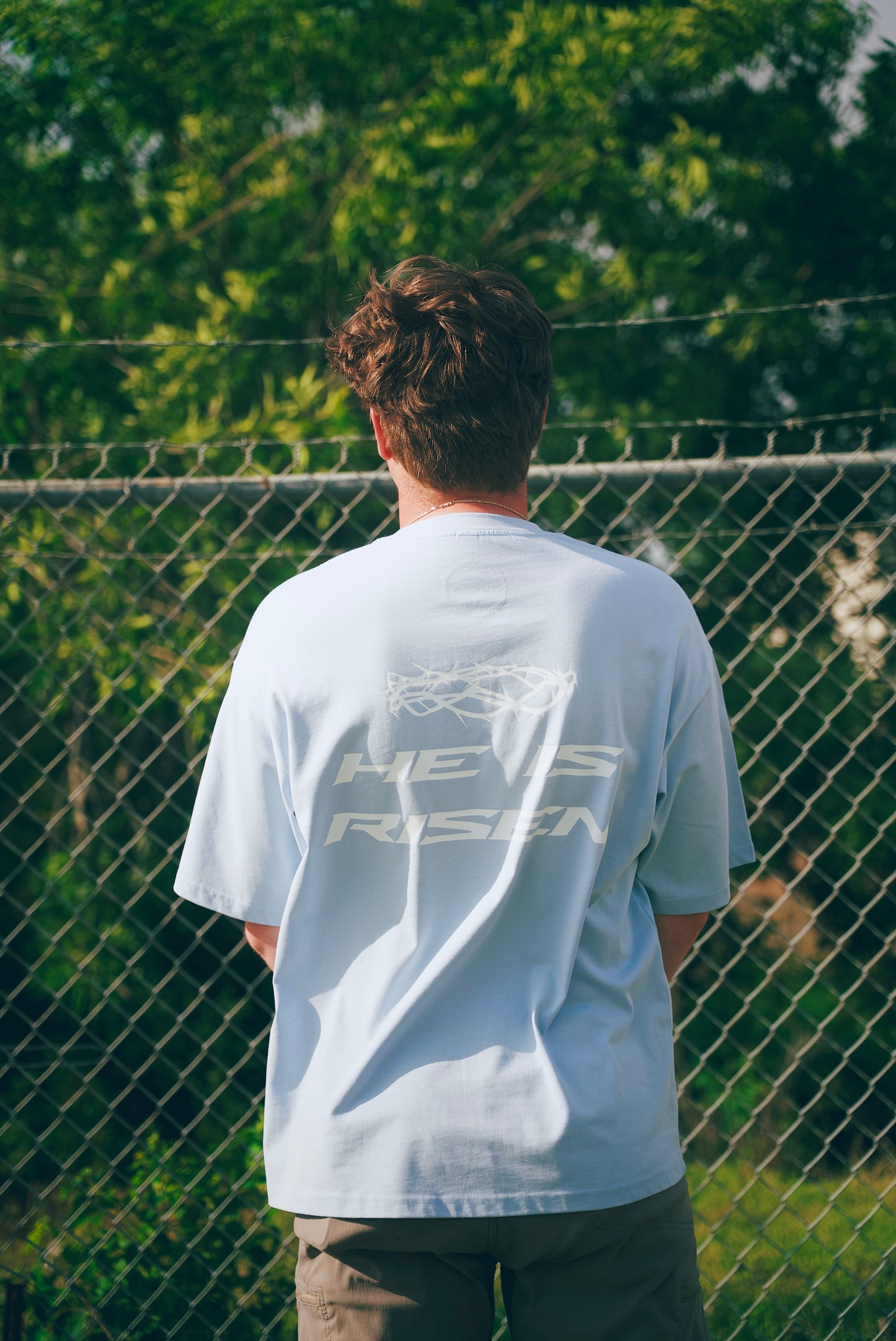 HE IS RISEN - Heavyweight Boxy T-Shirt - Light Blue