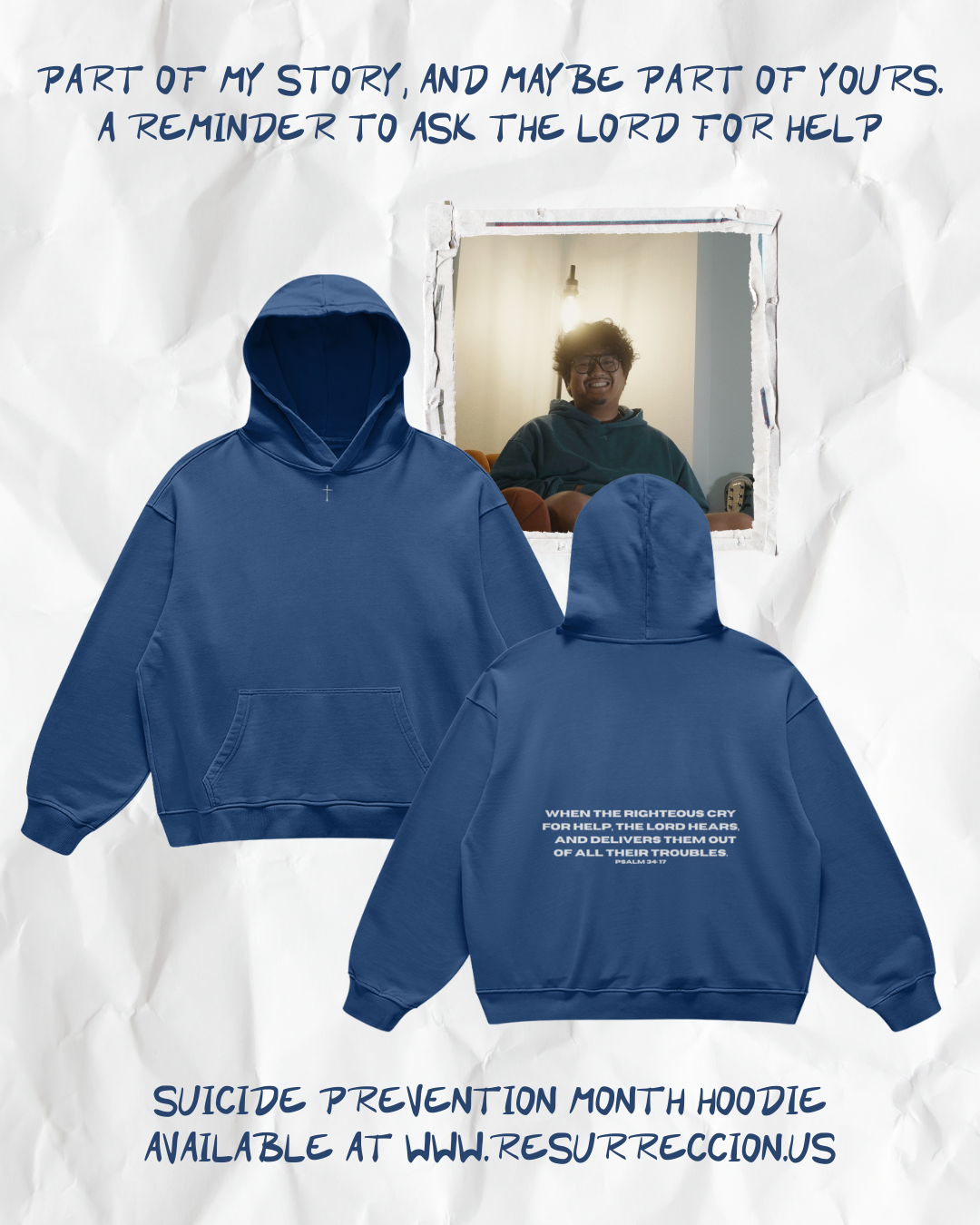 SUICIDE PREVENTION MONTH - OVERSIZED HEAVYWEIGHT HOODIE - BLUE
