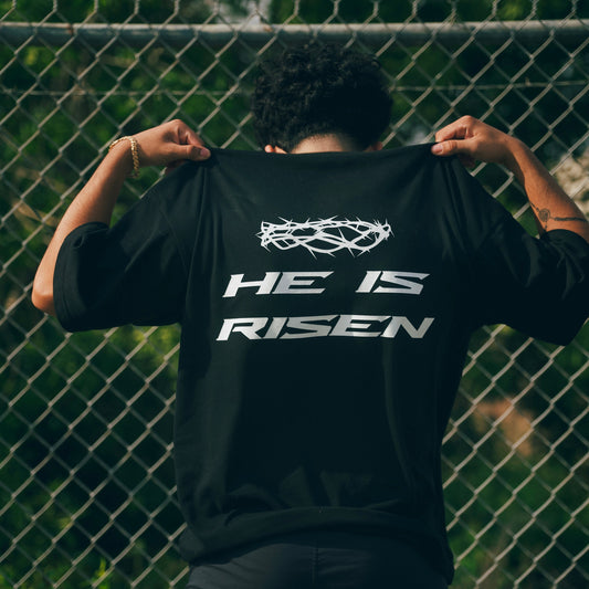 HE IS RISEN - Heavyweight Boxy T-Shirt - Black